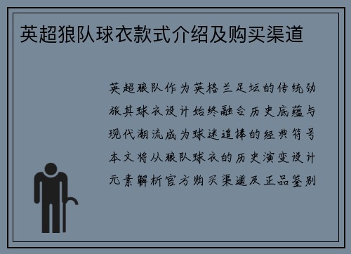 英超狼队球衣款式介绍及购买渠道